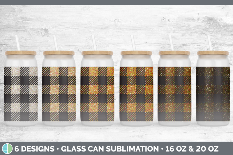 orange-buffalo-plaid-glass-can-sublimation-beer-mason-jar