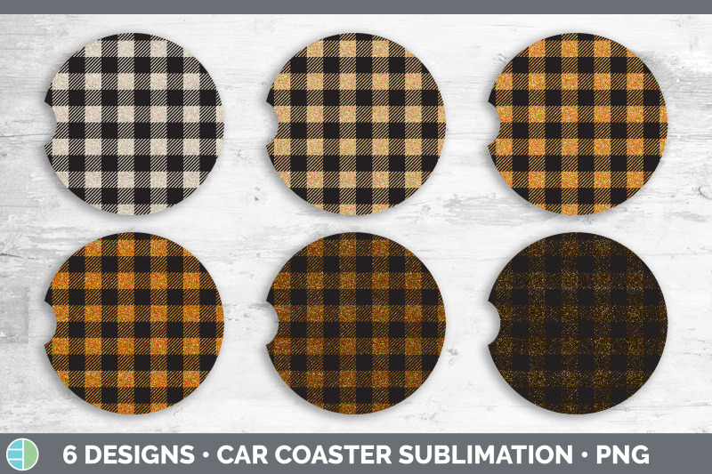 orange-buffalo-plaid-car-coaster-sublimation-designs-bundle