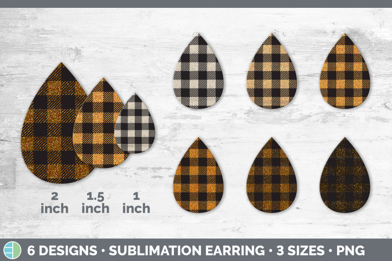 orange-buffalo-plaid-teardrop-earring-sublimation-designs-bundle