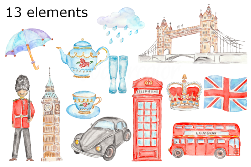 london-watercolor-clipart