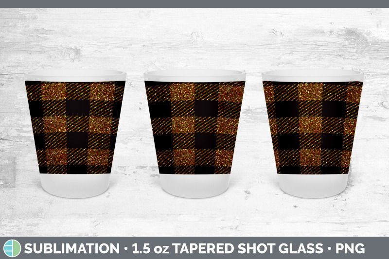 orange-buffalo-plaid-shot-glass-sublimation-shot-glass-1-5oz-tapered