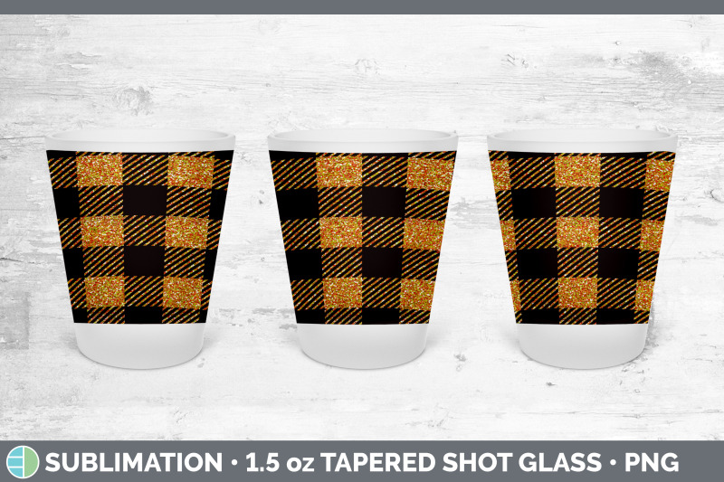 orange-buffalo-plaid-shot-glass-sublimation-shot-glass-1-5oz-tapered