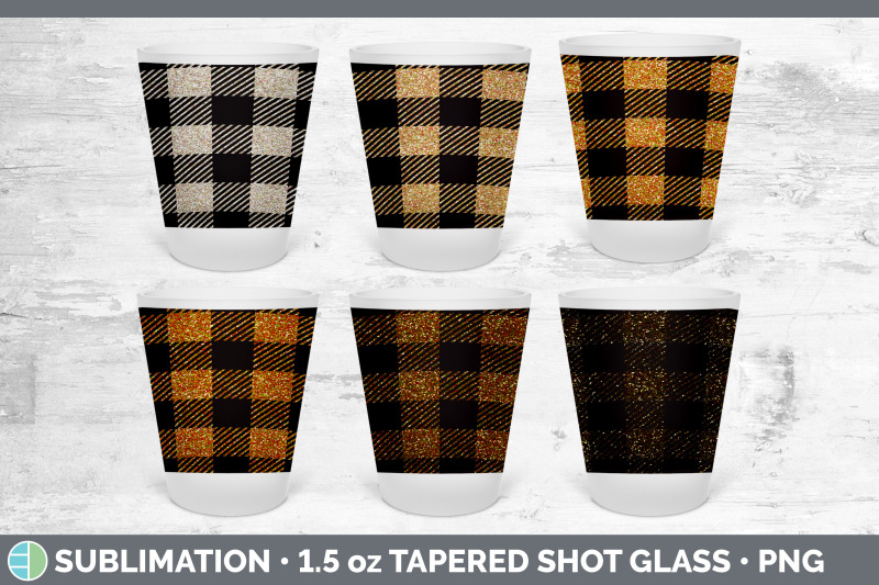 orange-buffalo-plaid-shot-glass-sublimation-shot-glass-1-5oz-tapered