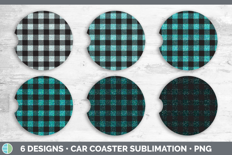 teal-buffalo-plaid-car-coaster-sublimation-designs-bundle