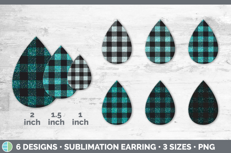 teal-buffalo-plaid-teardrop-earring-sublimation-designs-bundle