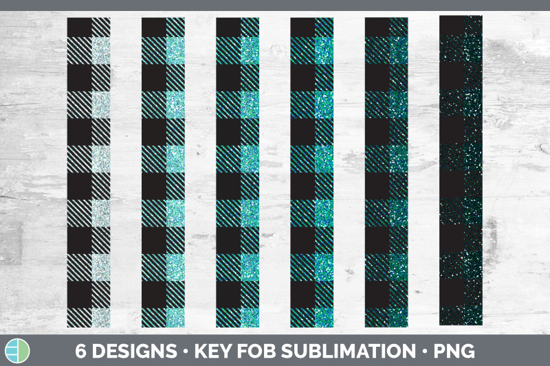 teal-buffalo-plaid-key-fob-wristlet-sublimation