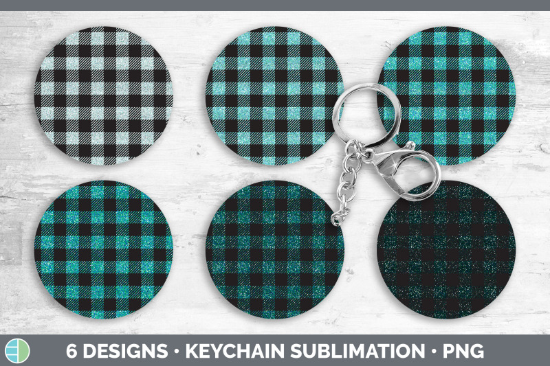 teal-buffalo-plaid-keychain-bundle-keyring-sublimation-designs