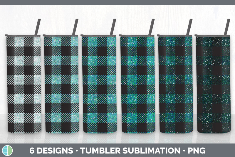 teal-buffalo-plaid-tumbler-sublimation-bundle