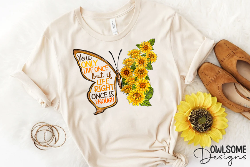 you-only-live-once-sunflower-butterfly-png