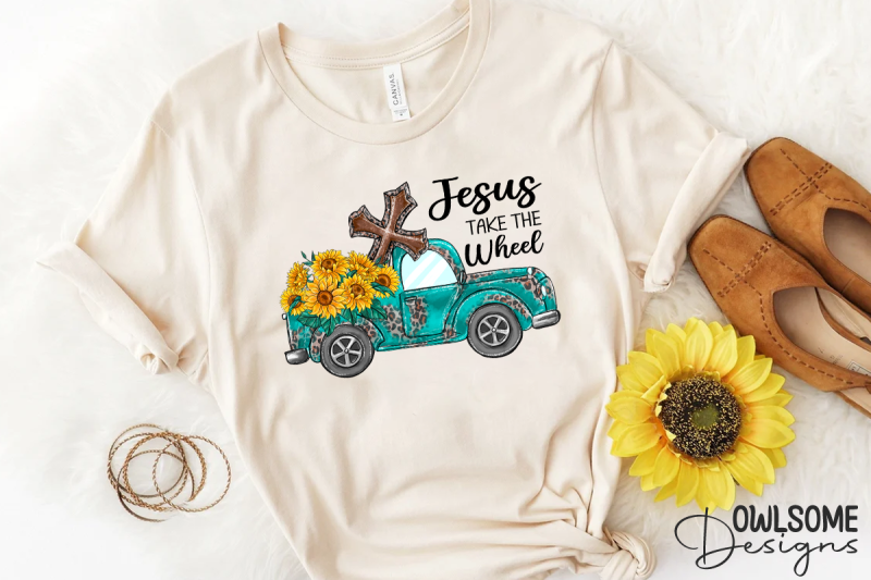 sunflower-truck-jesus-take-the-wheel-png