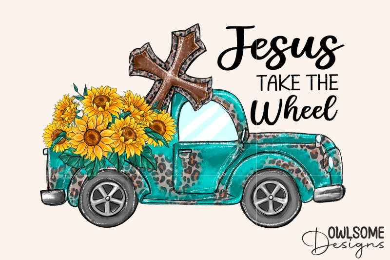 sunflower-truck-jesus-take-the-wheel-png