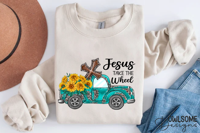 sunflower-truck-jesus-take-the-wheel-png