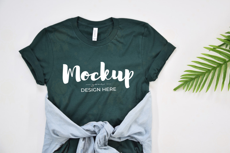 lifestyle-t-shirt-mockup-bella-canvas-3001-forest