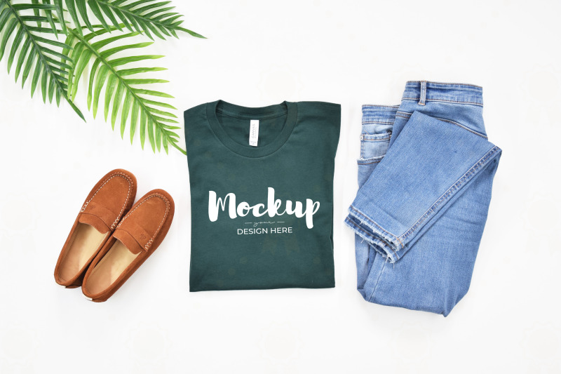 lifestyle-t-shirt-mockup-bella-canvas-3001-forest