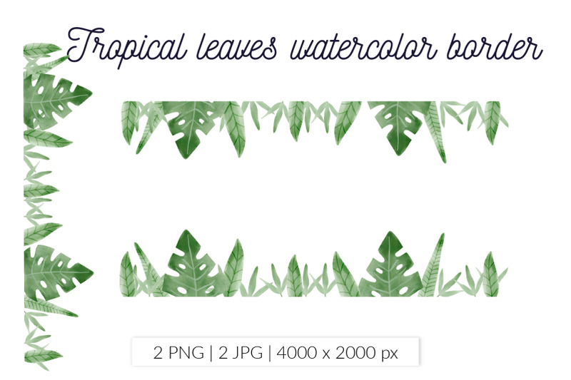 tropical-leaves-frames-watercolor-jungle-leaves-borders