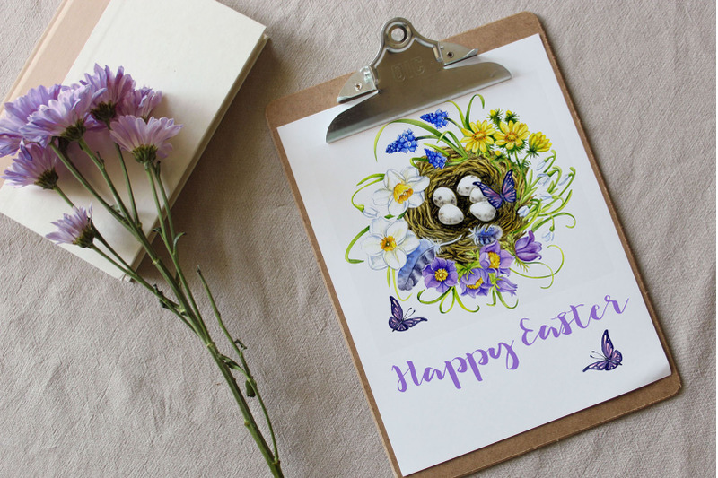 spring-clipart-watercolor-bird-nest-with-flowers-daffodils-muscari
