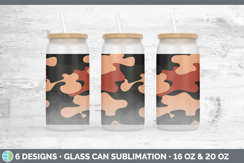 red-camo-glass-can-sublimation-beer-mason-jar