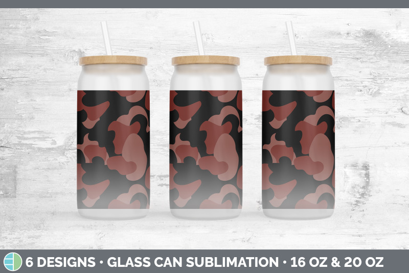 red-camo-glass-can-sublimation-beer-mason-jar