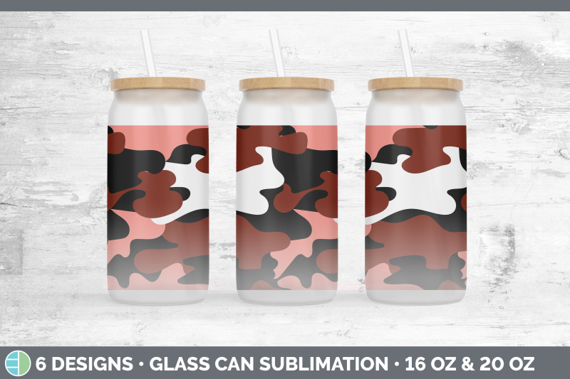 red-camo-glass-can-sublimation-beer-mason-jar