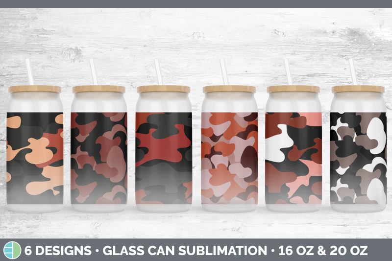 red-camo-glass-can-sublimation-beer-mason-jar