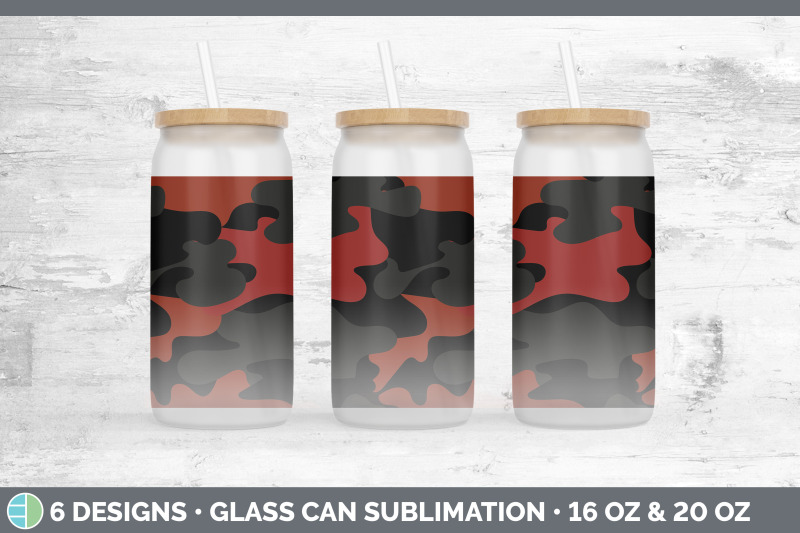 red-camo-glass-can-sublimation-beer-mason-jar