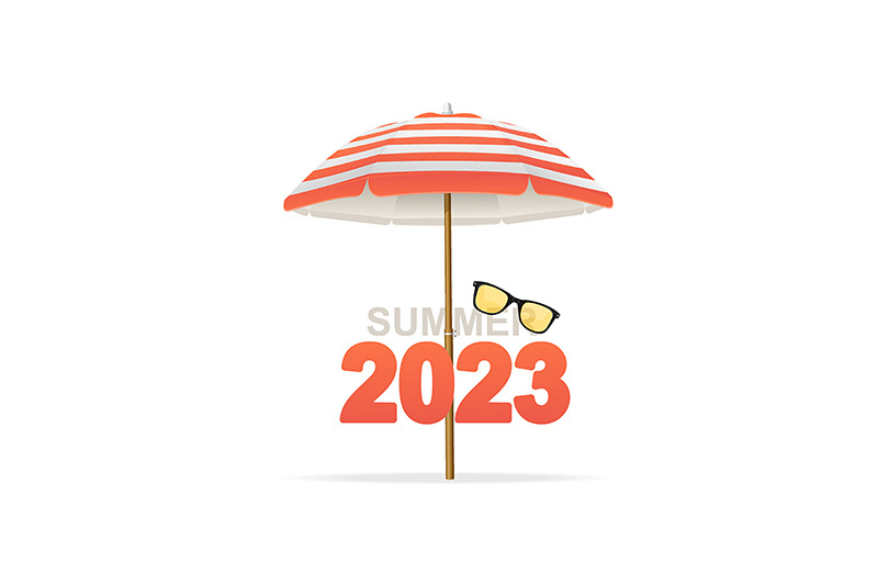 hello-summer-concept-with-sun-umbrella-vector