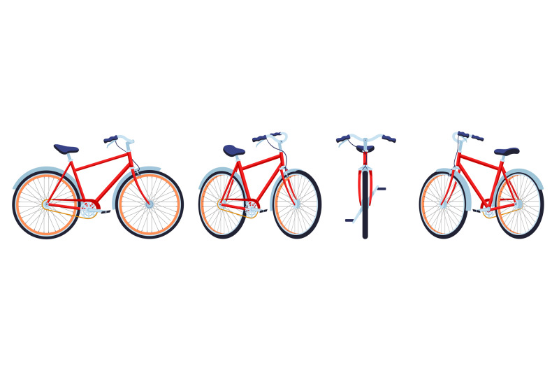 cartoon-bicycle-city-bike-front-side-and-back-views-healthy-lifesty