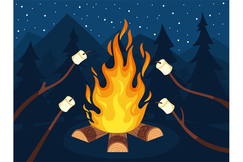 bonfire-with-marshmallow-scout-camping-food-marshmallows-on-stick-on