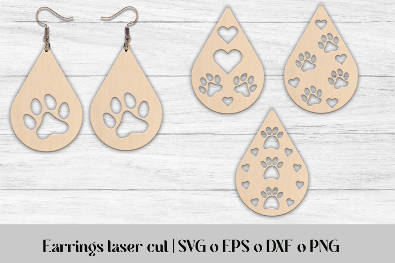 teardrop-earrings-laser-cut-paws-earrings-svg