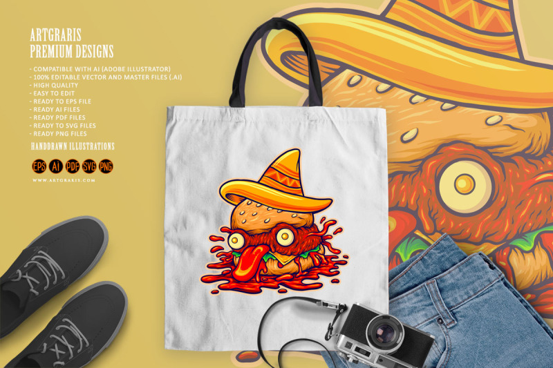 pirates-burger-horror-mexico-hat-logo-illustrations
