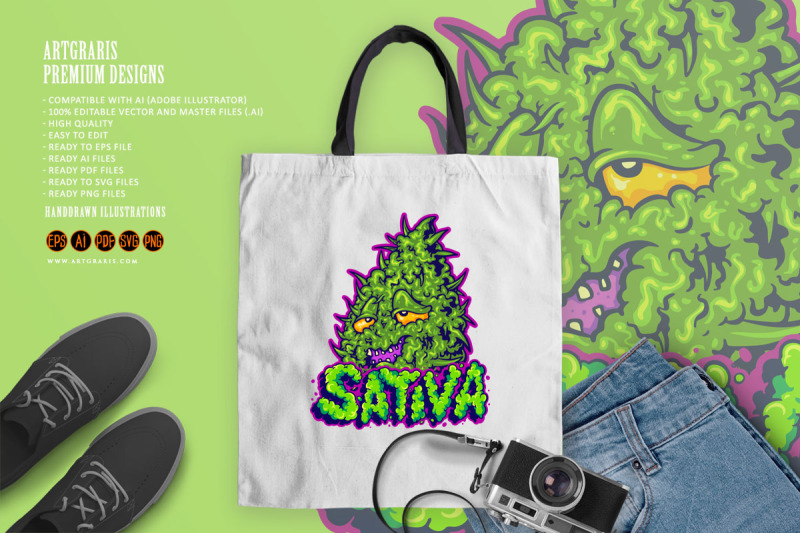 weed-leaf-sativa-text-illustrations