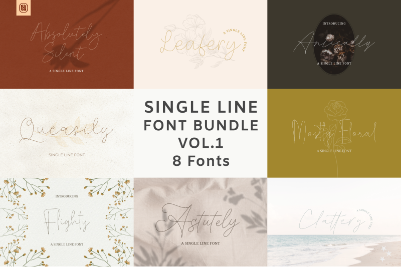 single-line-font-bundle-vol-1