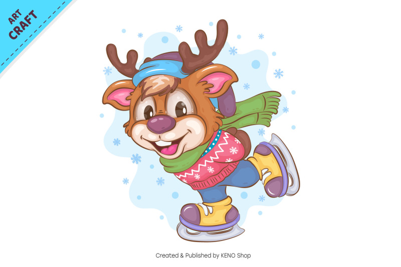 cartoon-deer-skating-clipart