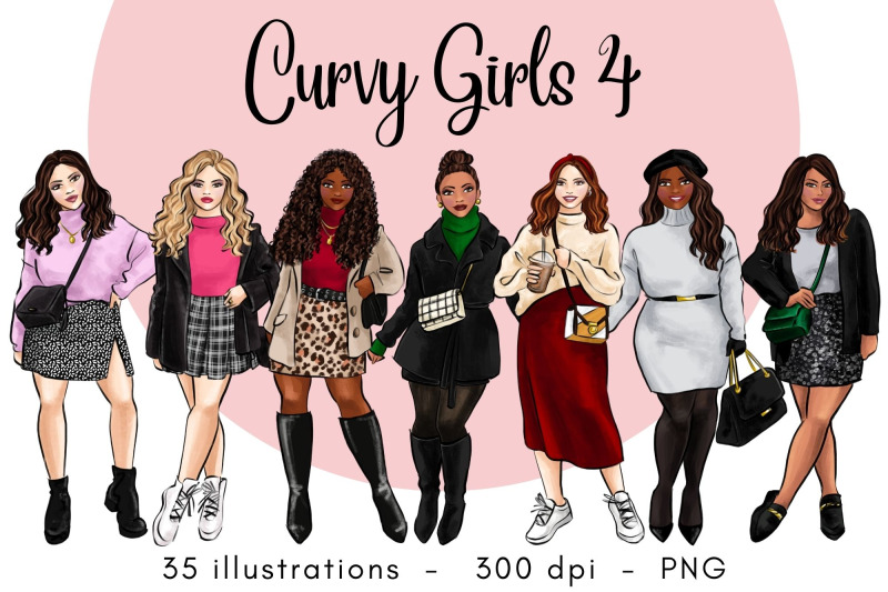 curvy-girls-4-fashion-clipart-set