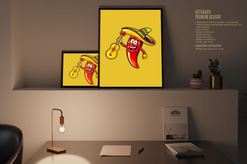 mexican-cinco-de-mayo-chilli-pepper-cartoon-illustrations