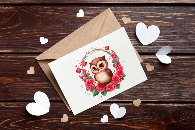 valentine-owl-amp-rose-watercolor-clipart-bundle
