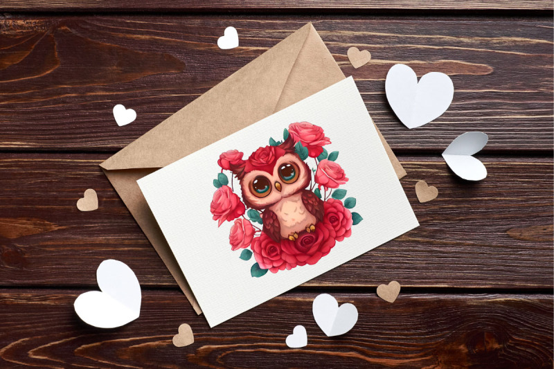 valentine-owl-amp-rose-watercolor-clipart-bundle