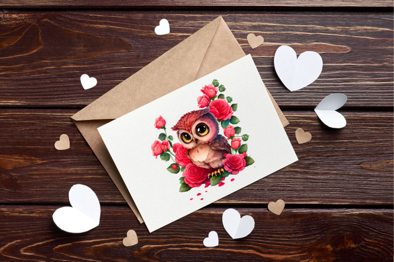 valentine-owl-amp-rose-watercolor-clipart-bundle