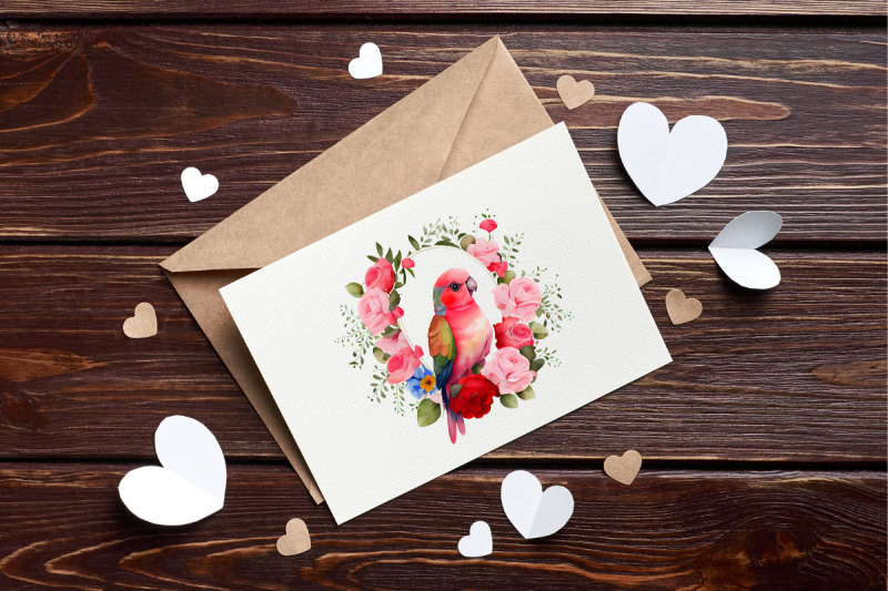 valentine-parrot-amp-rose-watercolor-clipart-bundle