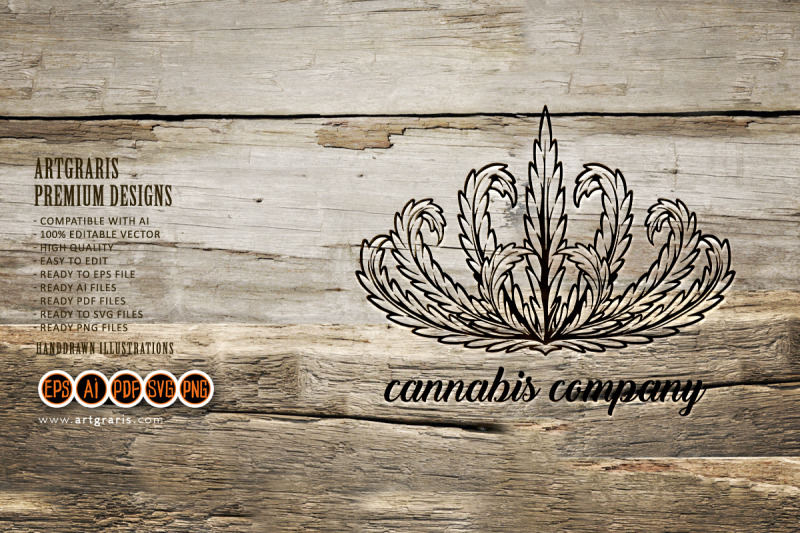 vintage-cannabis-crown-leaf-company-logo-silhouette