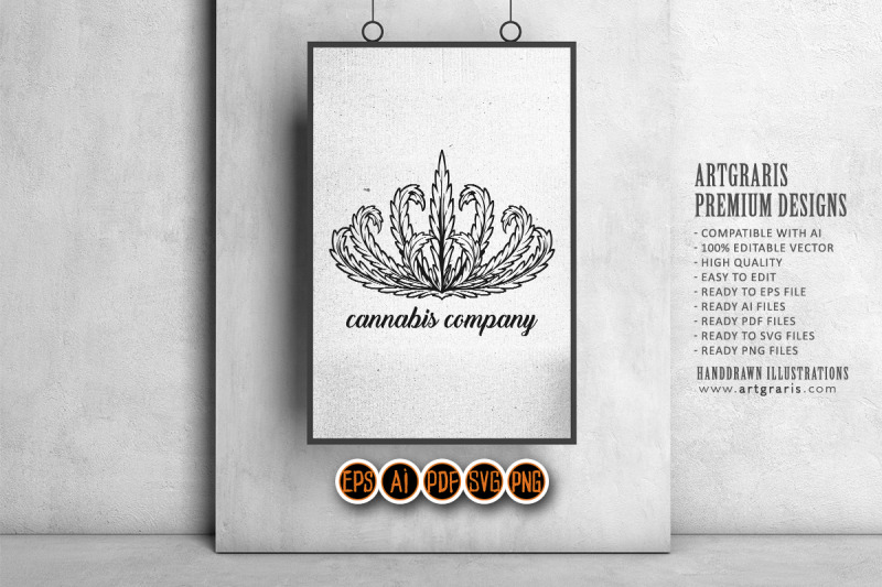 vintage-cannabis-crown-leaf-company-logo-silhouette