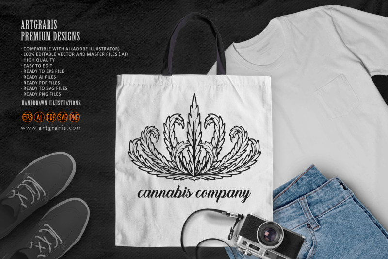 vintage-cannabis-crown-leaf-company-logo-silhouette