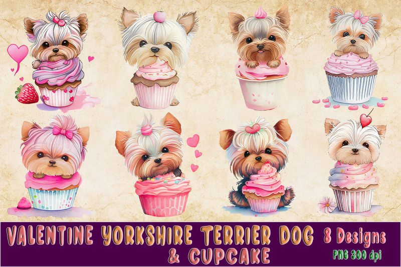 yorkshire-terrier-dog-amp-cupcake-for-valentine