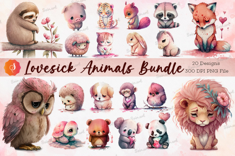 lovesick-animals-cliparts-bundle