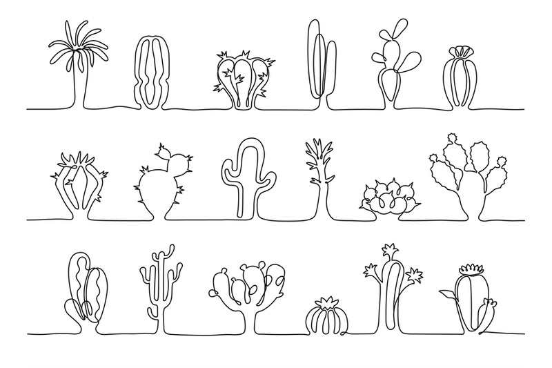 one-continuous-line-cactus-stripes-hand-drawn-botanical-plants-diffe