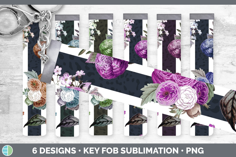 striped-flowers-key-fob-wristlet-sublimation