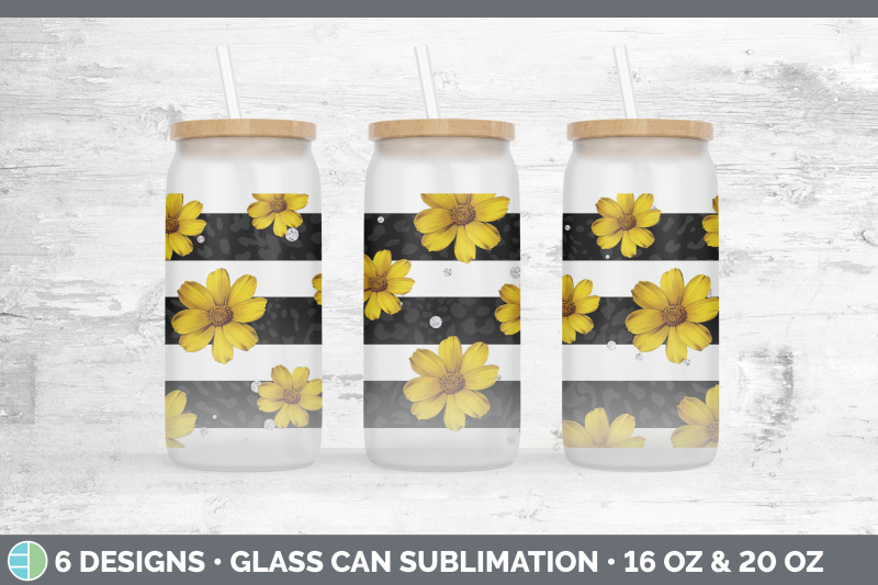 black-animal-print-glass-can-sublimation-beer-mason-jar