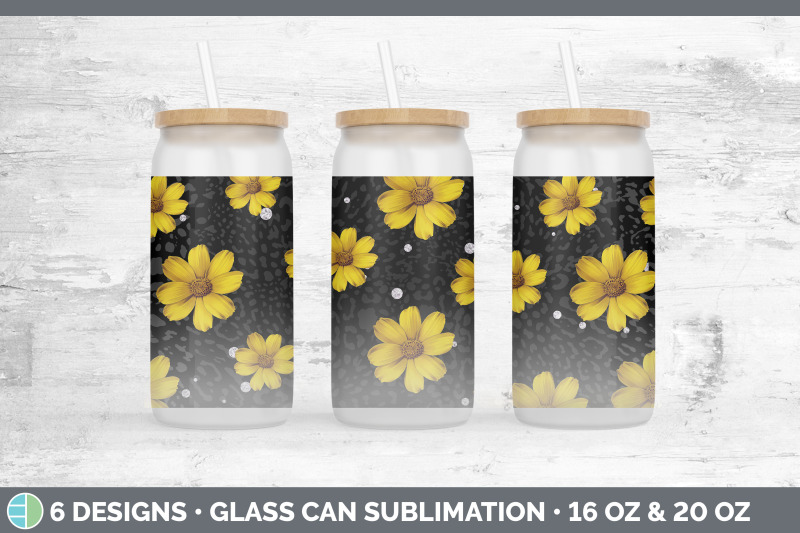 black-animal-print-glass-can-sublimation-beer-mason-jar