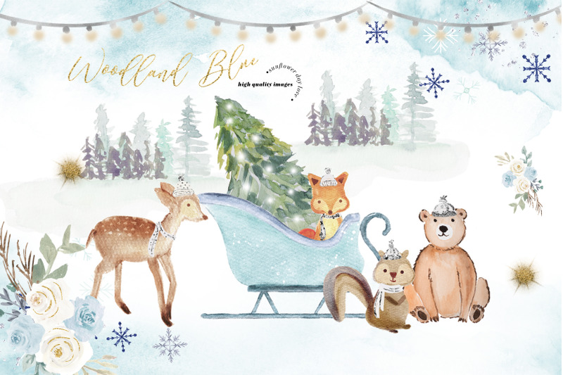 winter-forest-animal-blue-snowflake-clipart-winter-woodland-animals