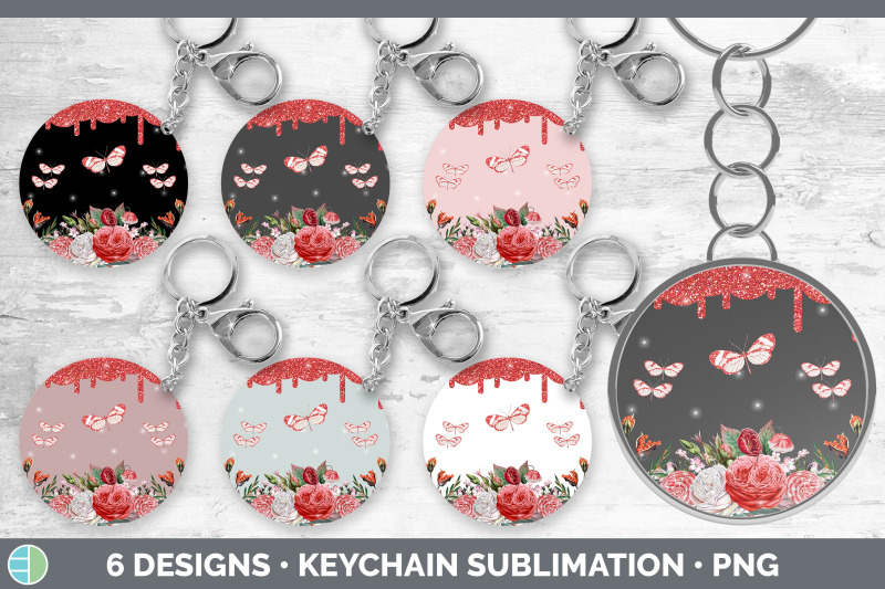 pink-butterfly-keychain-bundle-keyring-sublimation-designs